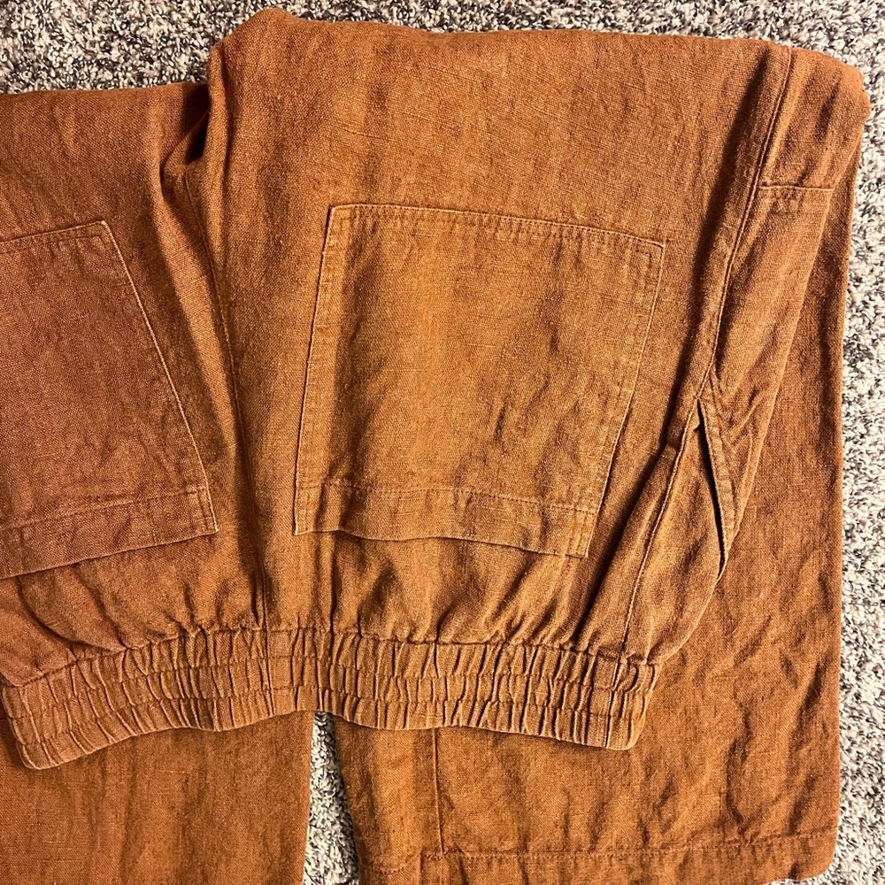 NotPERFECTLINEN WOMENS PUGLIA PANTS HEAVYWEIGHT TOAST SIZE LARGE - Picture 4 of 8